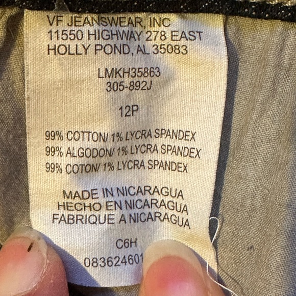 Lee Mid Rise Boot Cut Low Waist Wide Leg Blue Jeans Sz P12 Visible White Thread - Picture 9 of 12